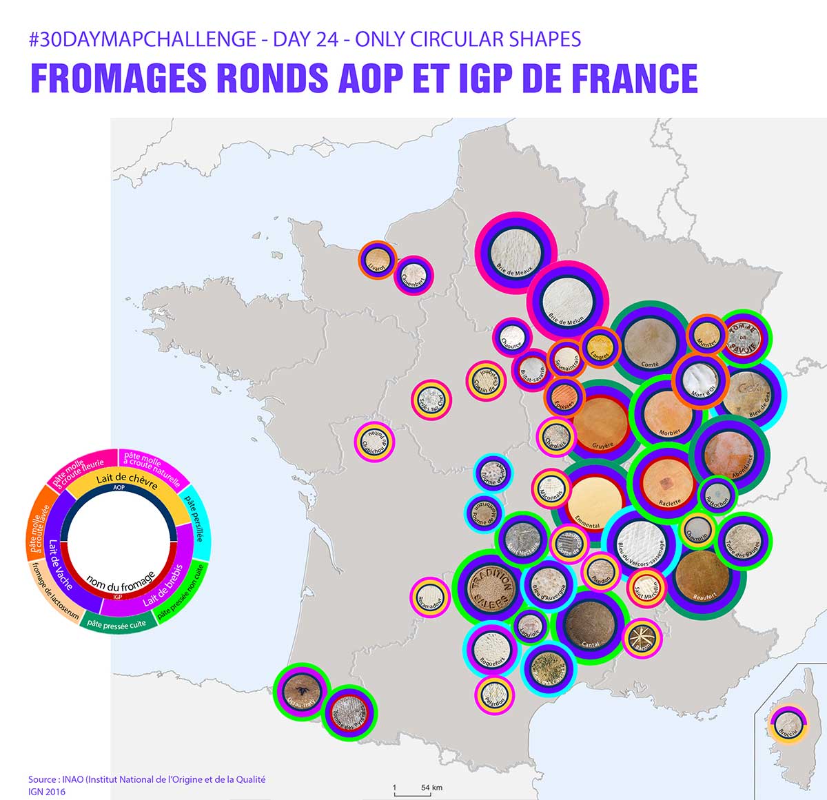 Fromages ronds AOP et IGP de France