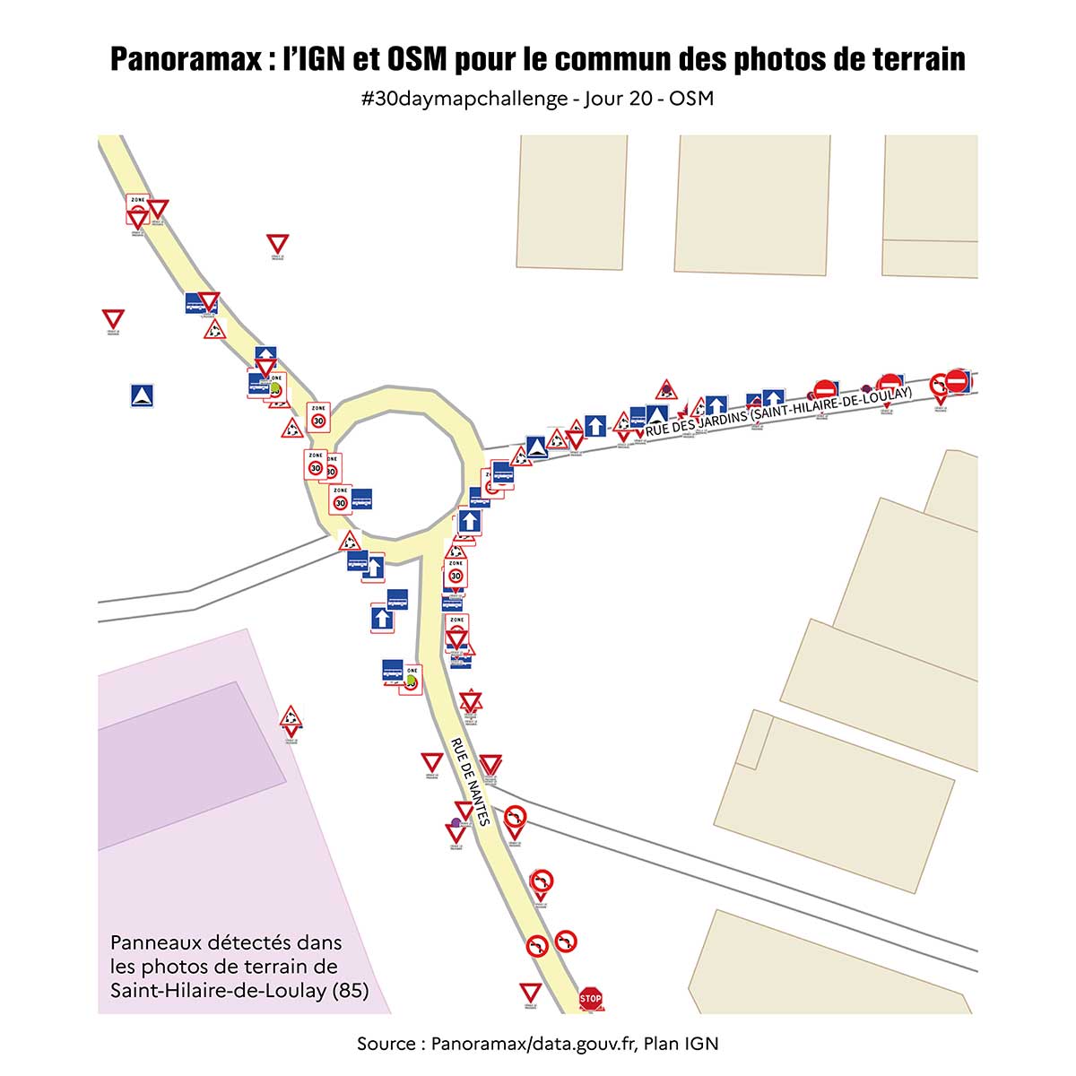 Panneaux détectés dans les photos de terrain de Saint-Hilaire-de-Loulay (85)