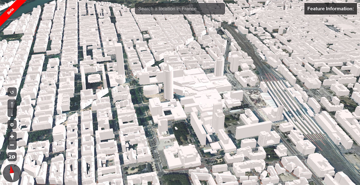 Interface du démonstrateur batiment3D.ign.fr Interface du démonstrateur batiments3D.ign.fr