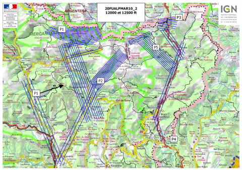 Plan de vol IGN pour l'acquisition de données à la suite de la tempête Alex