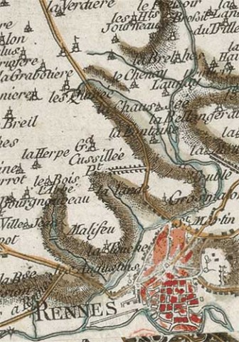 Extrait de la carte de Cassini (environs de Dinan)